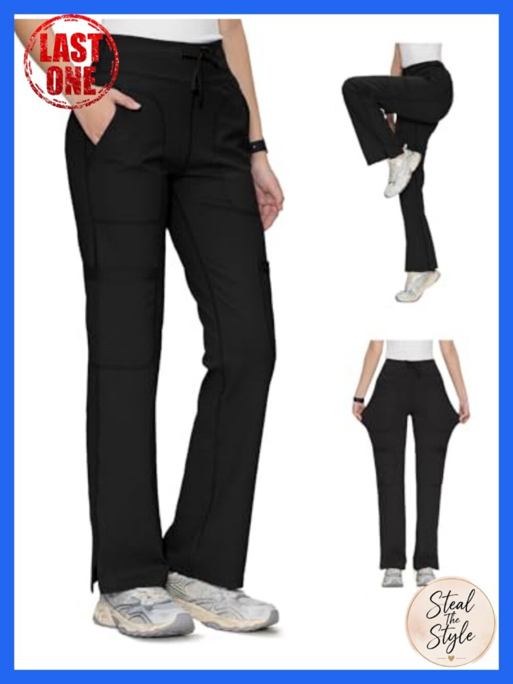 Nylon Spandex Yoga Scrub Pants Straight Wide Leg Drawstring